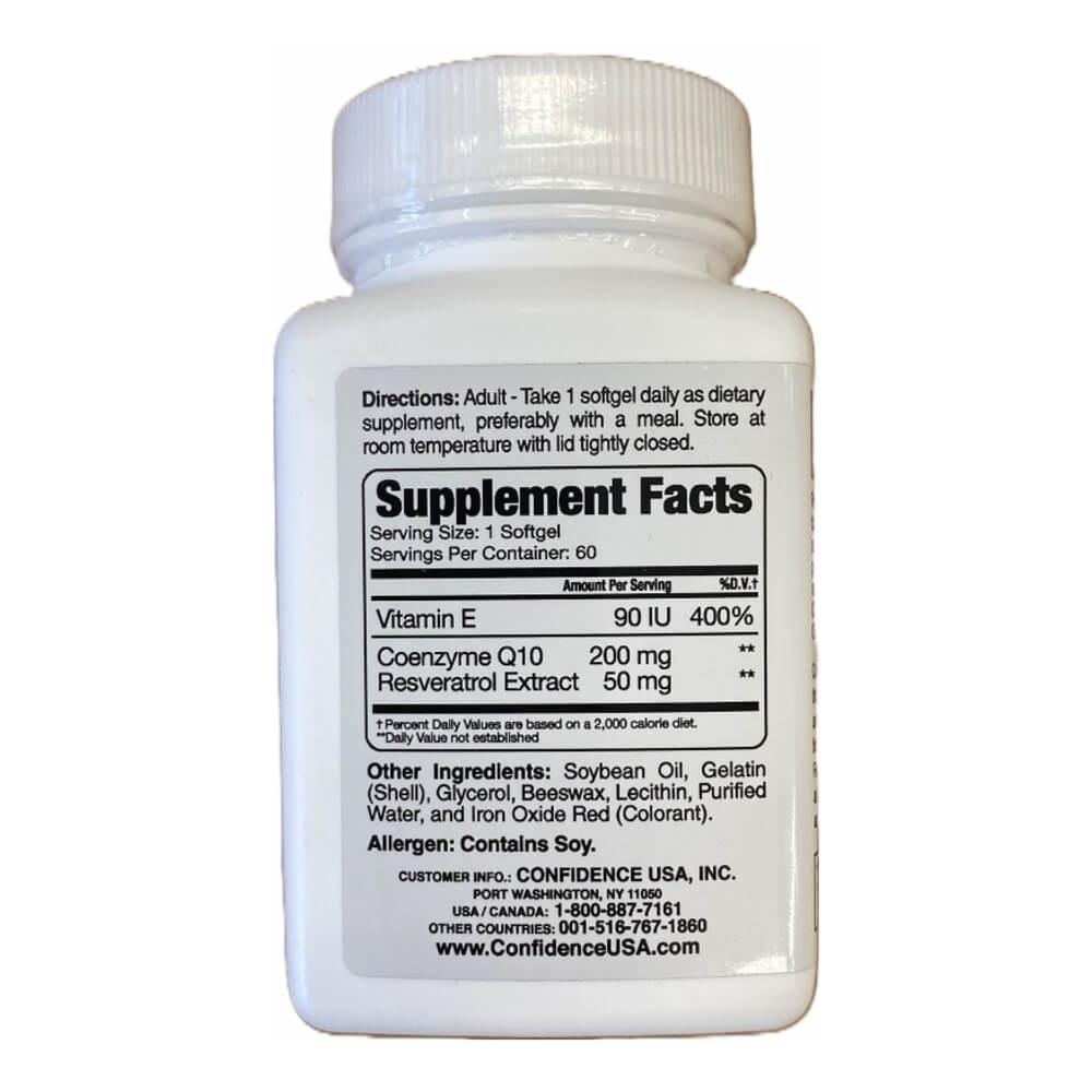 Confidence CoQ10 200mg with Resveratrol (60 Softgels) - Buy at New Green Nutrition
