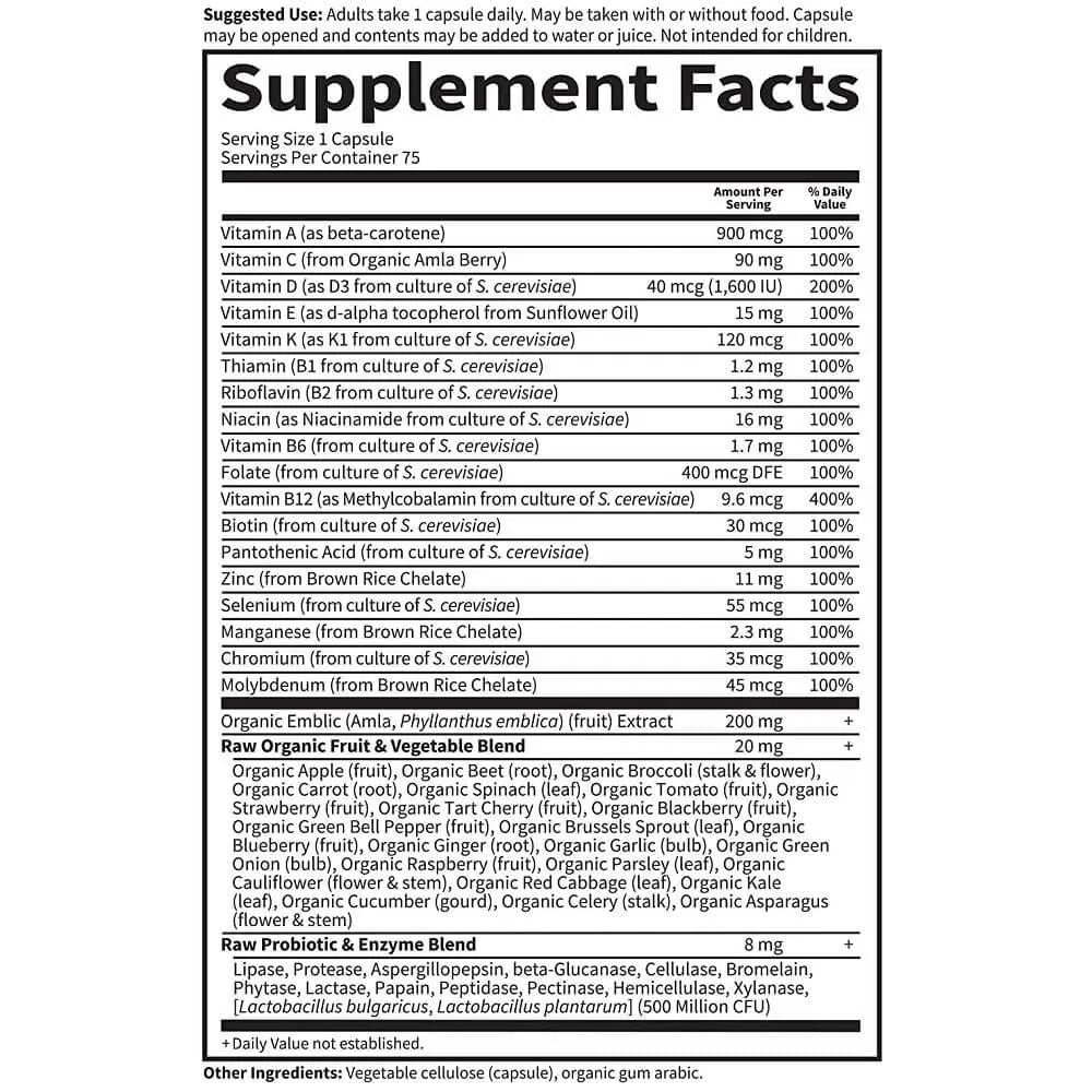 Garden of Life Vitamin Code Raw One, Once Daily Multivitamin, for Men