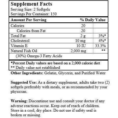 Golden Alaska Deep Sea Fish Oil 1000 mg (300 Softgels) - 2 Bpttles - Buy at New Green Nutrition