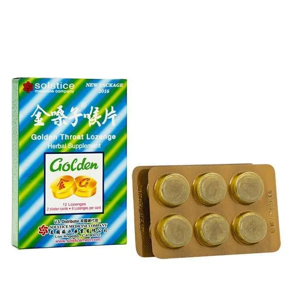Golden Throat Lozenge Cough Drops (Jinsangzi Houpian-12 Lozenges