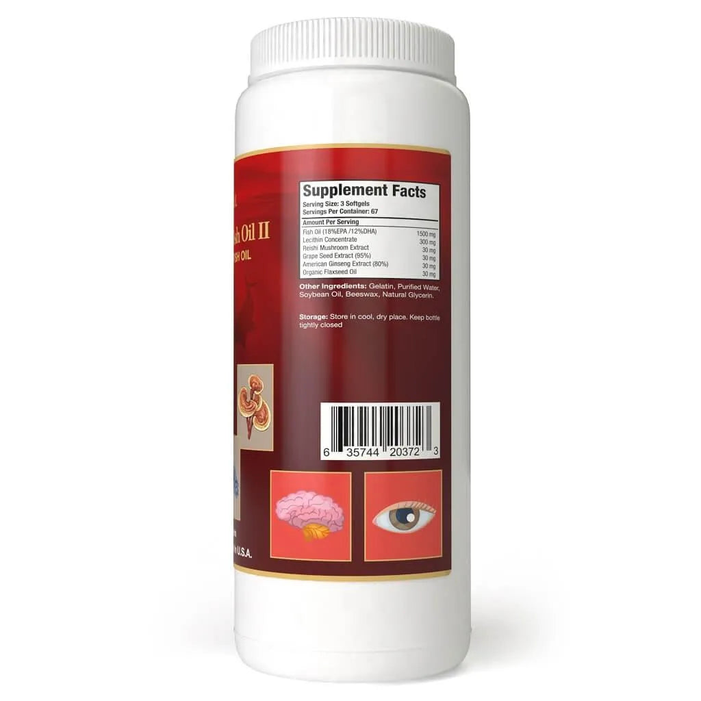 Reishi Ginseng Fish Oil II (200 Softgels) New Green Nutrition