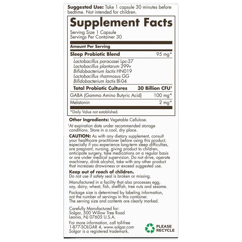 Solgar Advanced Sleep Support Probiotic (30 Vegan Capsule) - Buy at New Green Nutrition