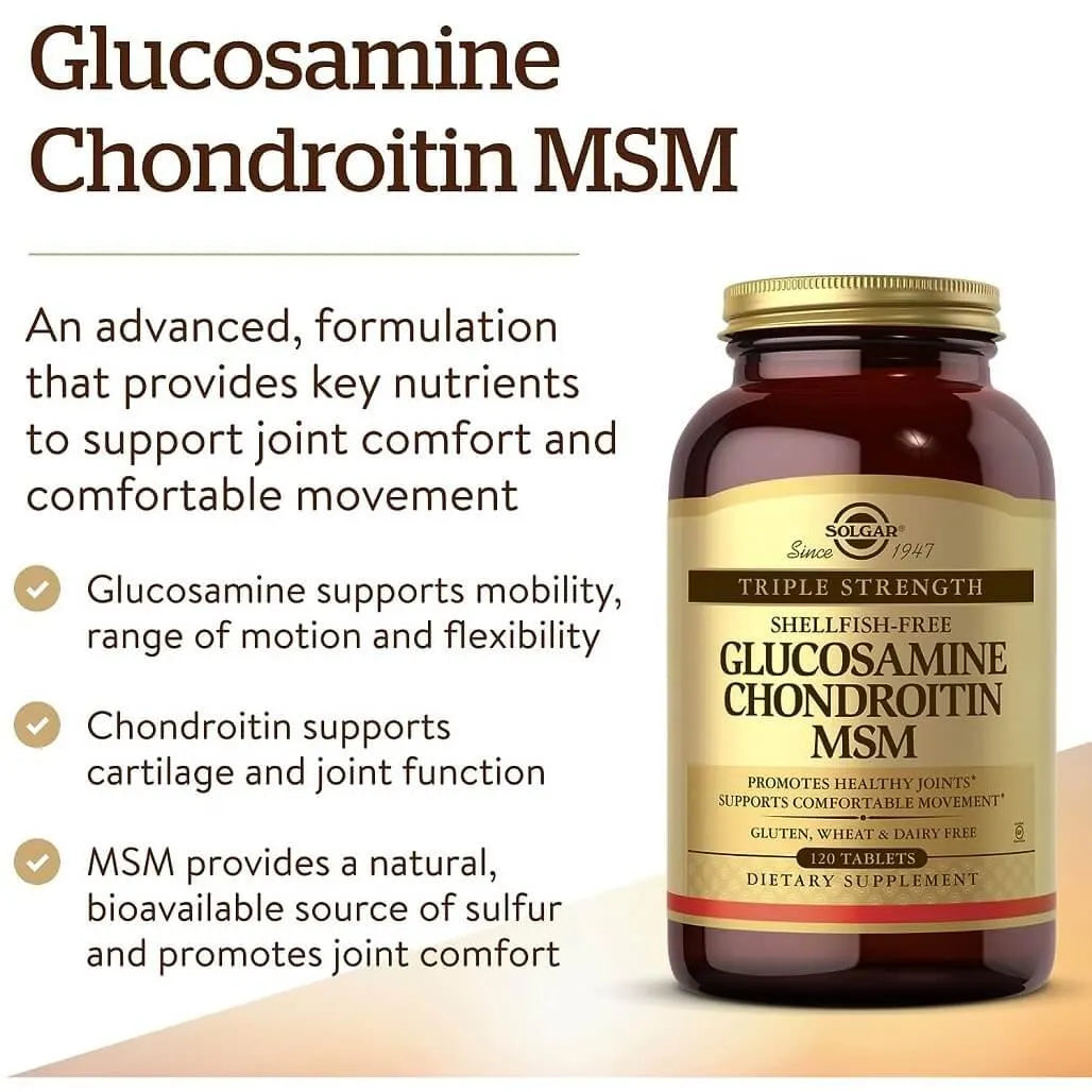 Solgar Triple Strength Glucosamine Chondroitin MSM ShellfishFree (120