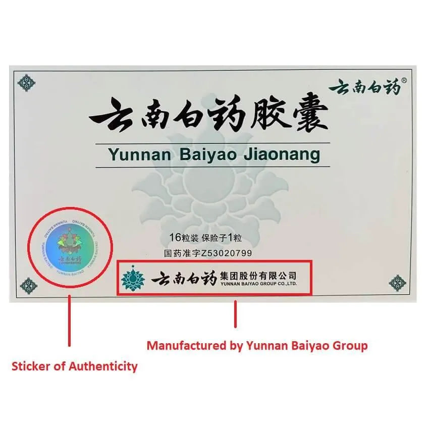 15 Boxes Yunnan Baiyao Capsules (16 Capsules) + 1 Box Free - Buy at New Green Nutrition
