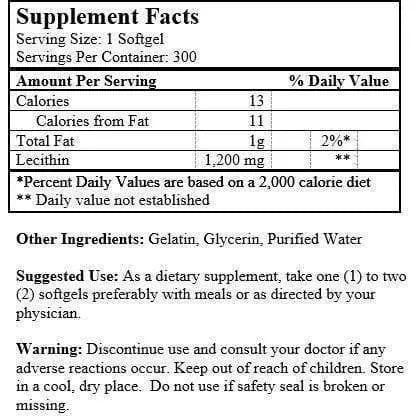 2 Bottles of Lecithin 1200MG (300 Capsules) - Buy at New Green Nutrition