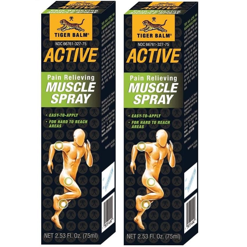 2 Boxes of Tiger Balm Active Pain Relieving Muscle Spray, 2.53 Oz. (75ml) - Buy at New Green Nutrition