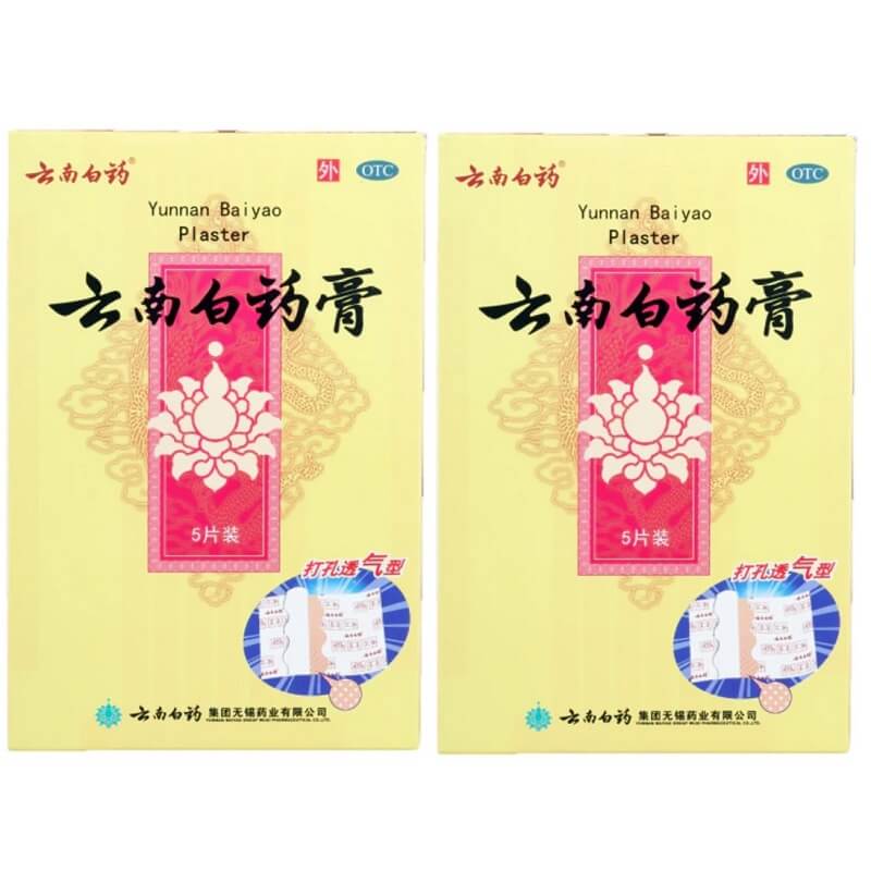 2 Boxes of Yunnan Baiyao Plasters (5 Plasters/Box) - Buy at New Green Nutrition