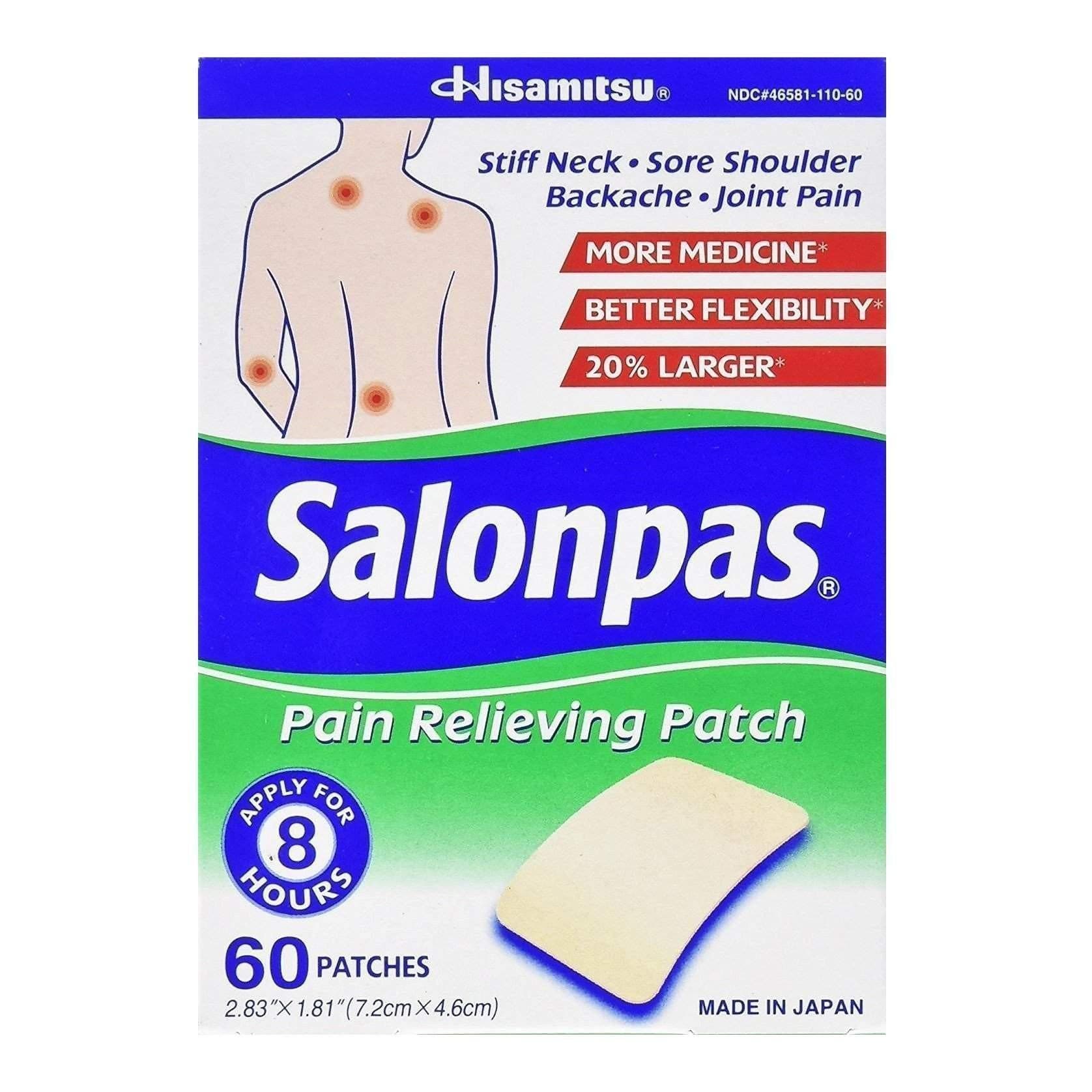 2 Boxes Salonpas Pain Relieving Patch 60 Patches (120 Patches Total) - Buy at New Green Nutrition