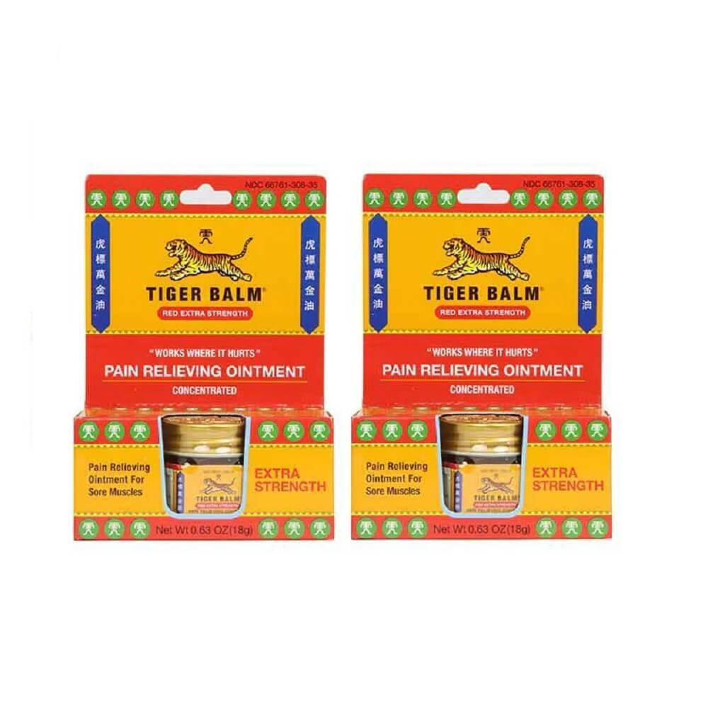 2 Boxes Tiger Balm Red Extra Strength Pain Relieving Ointment (0.63 oz) - Buy at New Green Nutrition