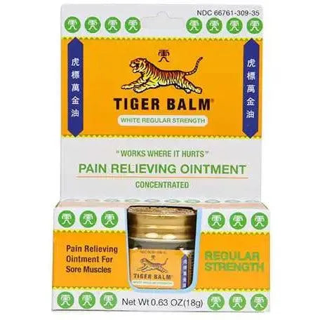 2 Boxes Tiger Balm White Regular Strength Pain Relieving Ointment (0.63 oz) - Buy at New Green Nutrition