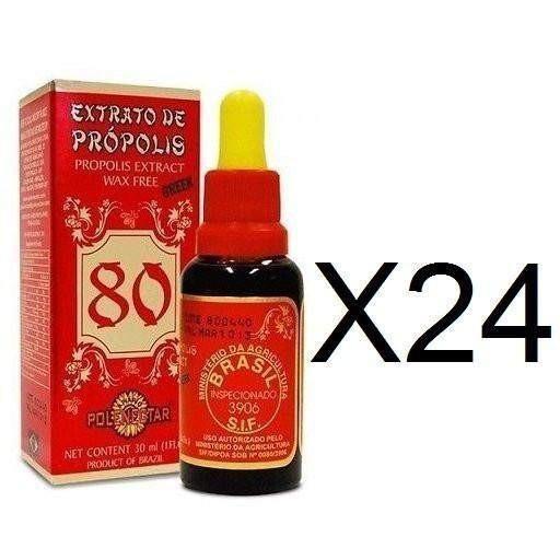 24 Bottles of Polenectar Brazil Green Bee Propolis Extract Wax Free 80 (30mL) - Buy at New Green Nutrition