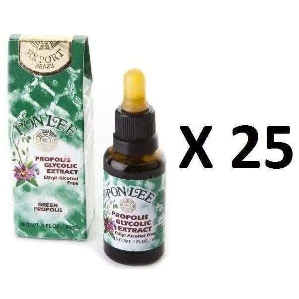 25 Bottles of Pon Lee Brazilian Green Propolis Extract, Alcohol Free (30mL) - Buy at New Green Nutrition