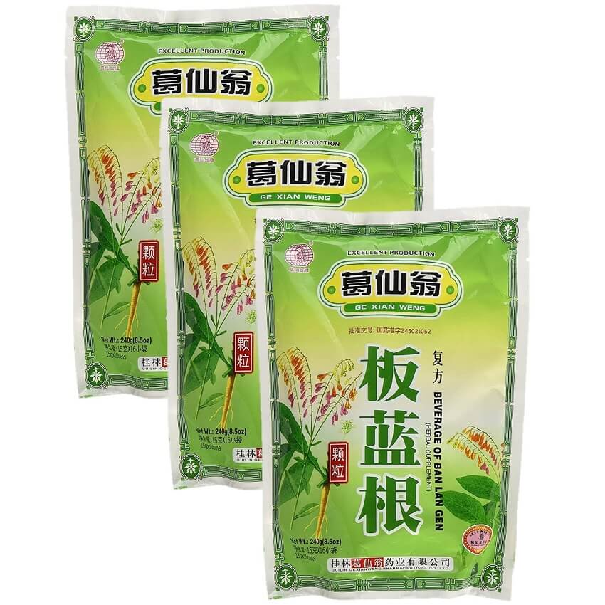 3 Bags Ge Xian Weng Ban Lan Gen Herbal Tea (16 Packets) - Buy at New Green Nutrition