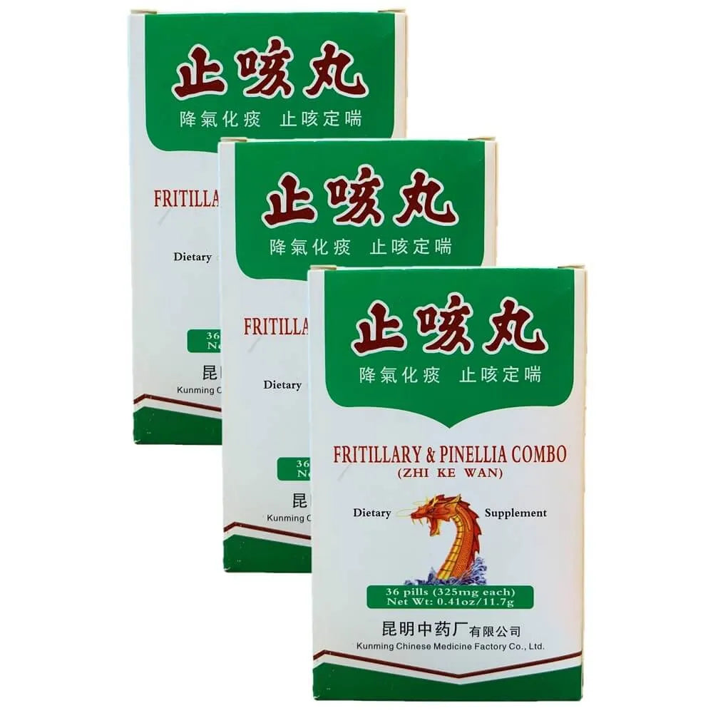 3 Boxes Zhi Ke Wan, Fritillary & Pinellia Combo Supports Coughing (36 Pills) - Buy at New Green Nutrition
