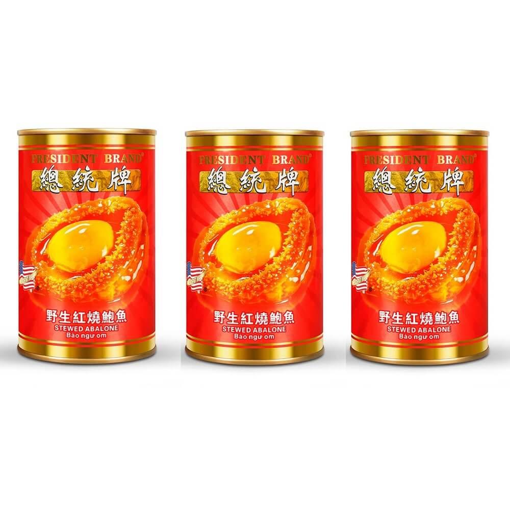 3 Cans President Brand Stewed Abalone (15oz.) - Buy at New Green Nutrition