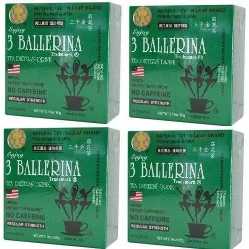 4 Boxes 3 Ballerina Tea, Regular Strength (30 Tea Bags) - Buy at New Green Nutrition