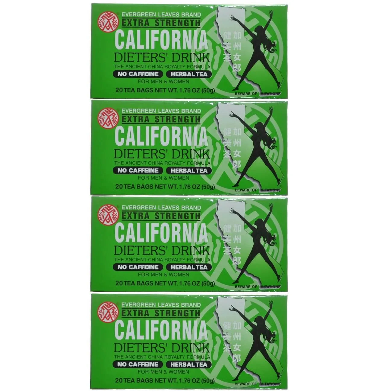 4 Boxes California Dieters' Tea, Extra Strength (20 Tea Bags) - Buy at New Green Nutrition