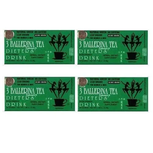 4 Boxes of 3 Ballerina Tea, Extra Strength (18 Tea Bags) New Green