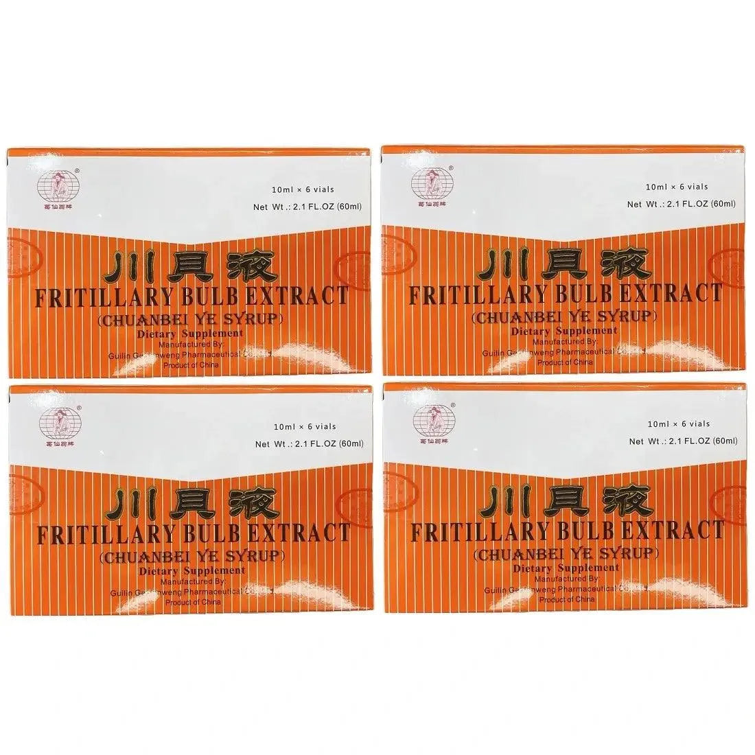 4 Boxes of Fritillary Bulb Extract (Sweet) Oral Liquid (Chuanbei Ye Syrup) 6 Vials - Buy at New Green Nutrition