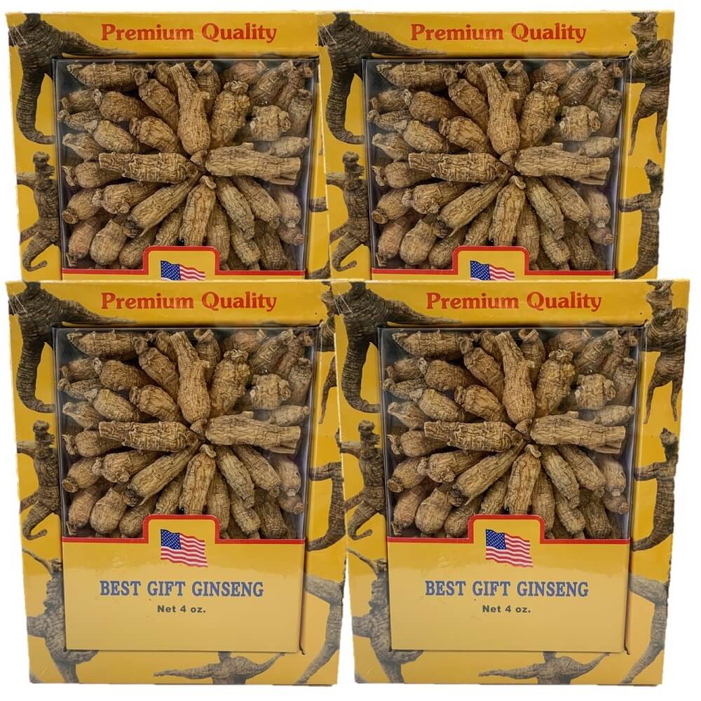 4 Boxes of Premium American Ginseng Root Medium Short Size (4 oz box) - Buy at New Green Nutrition