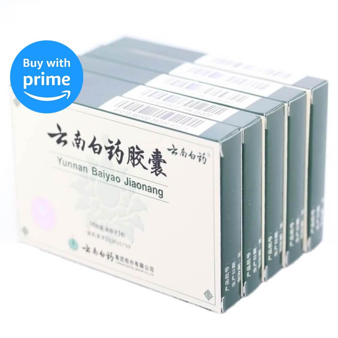 5 Boxes Yunnan Baiyao Capsules (16 Capsules) Buy With Prime - Buy at New Green Nutrition