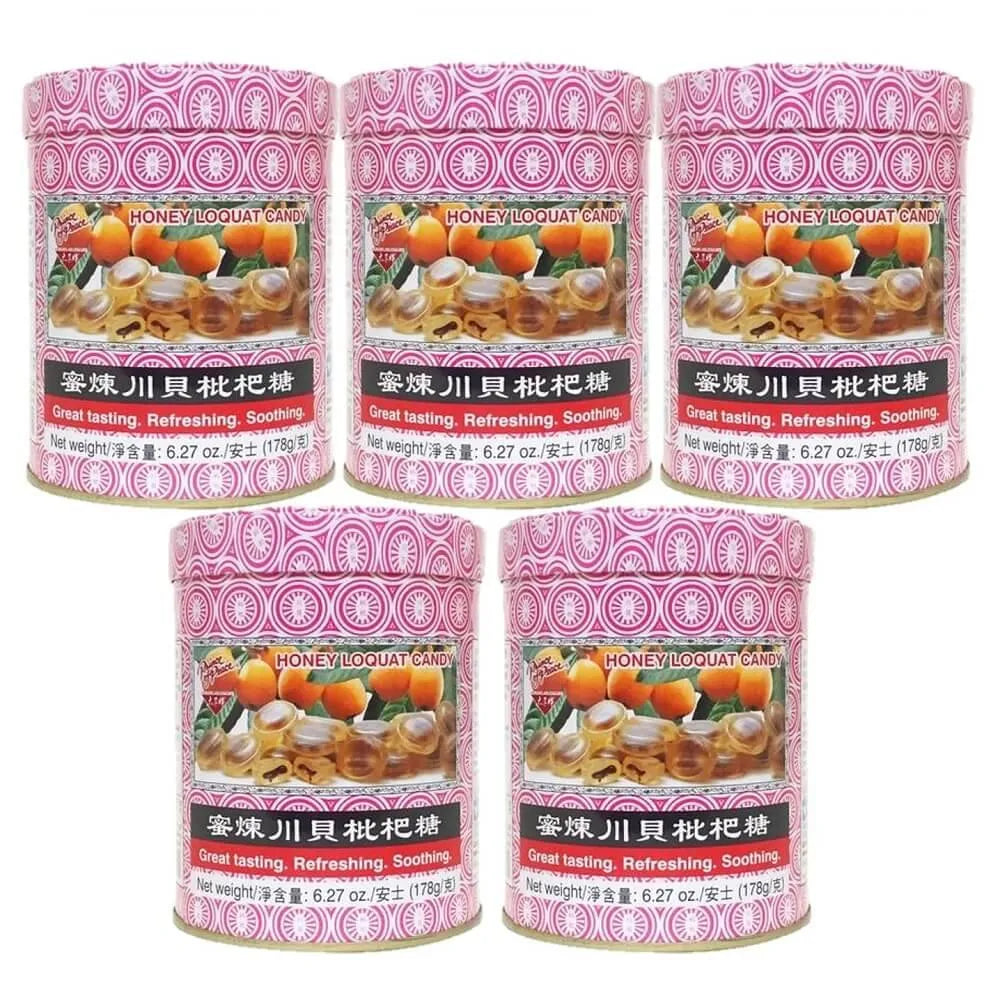 5 Tins Honey Loquat Candy, Helps to Refresh & Sooth Throat (6.27 oz.) - Buy at New Green Nutrition