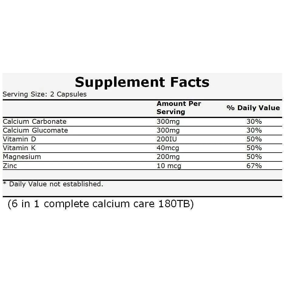 6 in 1 Complete Calcium Care (180 Capsules) - Buy at New Green Nutrition