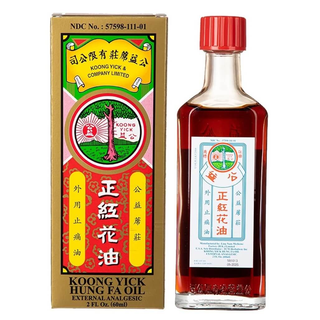 Koong Yick Red Flower Oil, Hung Fa Oil Large Size 2 FL Oz (60ml) - Buy at New Green Nutrition