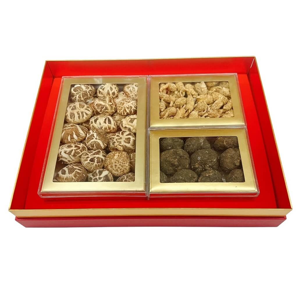 Medium Round Ginseng, Maca Plus White Shiitake Mushrooms Premium Gift Box Set - Buy at New Green Nutrition