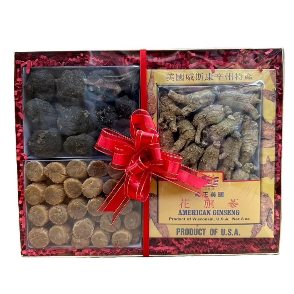 Premium Gift Box Set - Premium Ginseng (8oz), Peruvian Maca (8oz), Japanese Dried Scallop (8oz) - Buy at New Green Nutrition