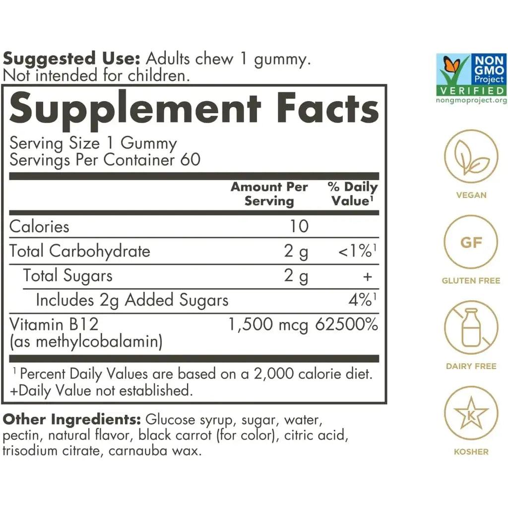 Solgar Ultra Potency Vitamin B12 1500 MCG (60 Gummies)
