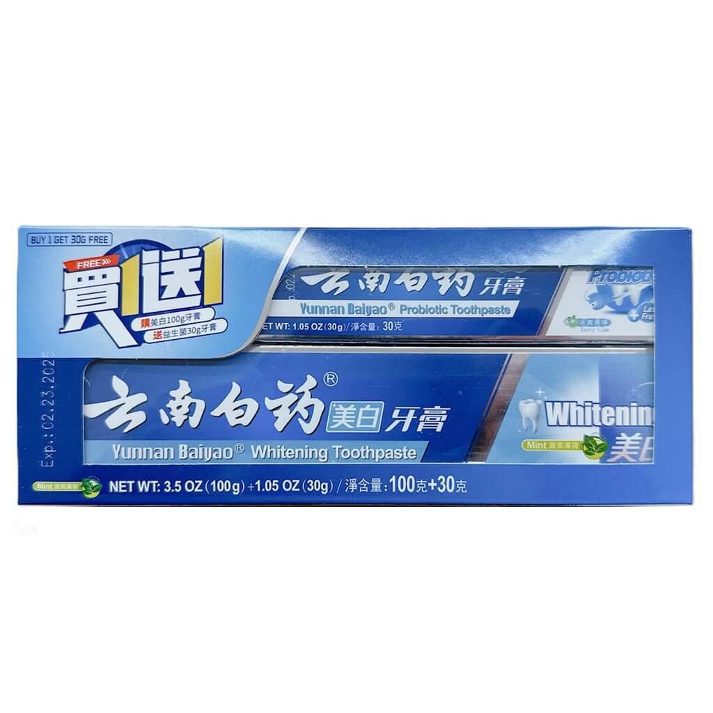 2 Boxes Yunnan Baiyao Toothpaste Set (100g Whitening + 30g Probiotic) - Buy at New Green Nutrition