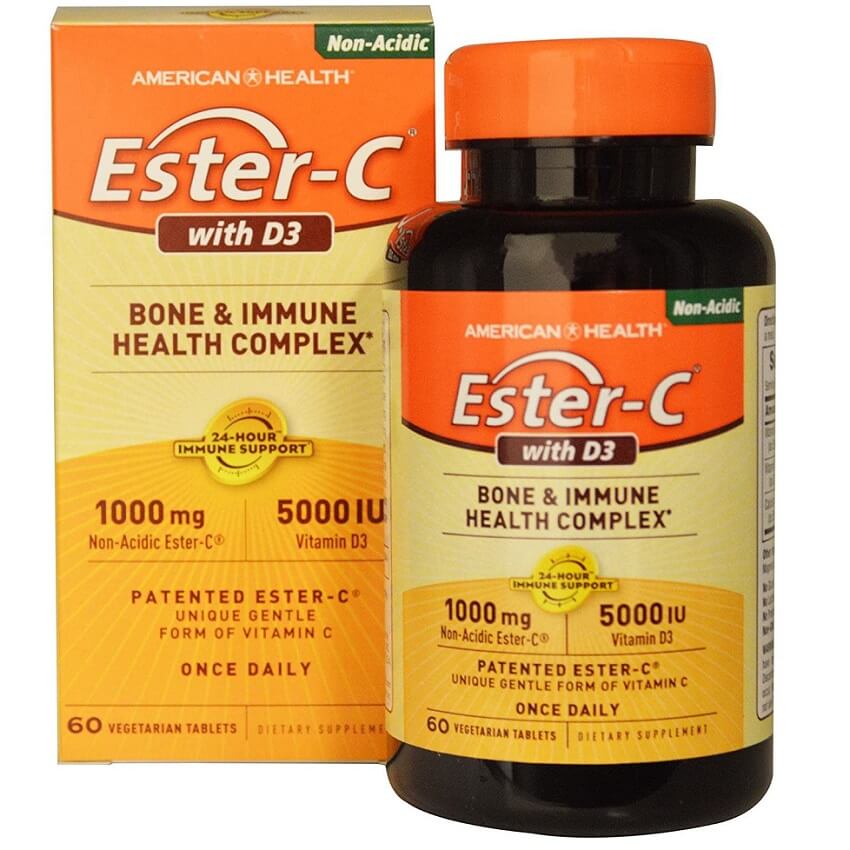 American Health 1000 mg Ester-C with 5000 IU Vitamin D3 Immune Complex (60 Veggie Capsules) - Buy at New Green Nutrition