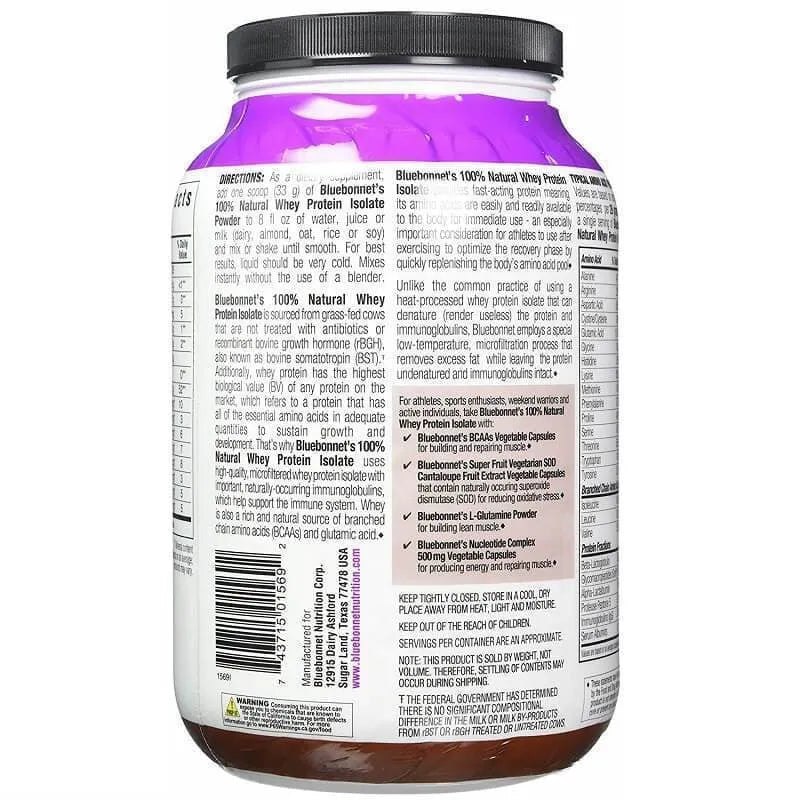 Bluebonnet Nutrition Whey Protein Isolate Chocolate Flavor (2 lbs) - Buy at New Green Nutrition