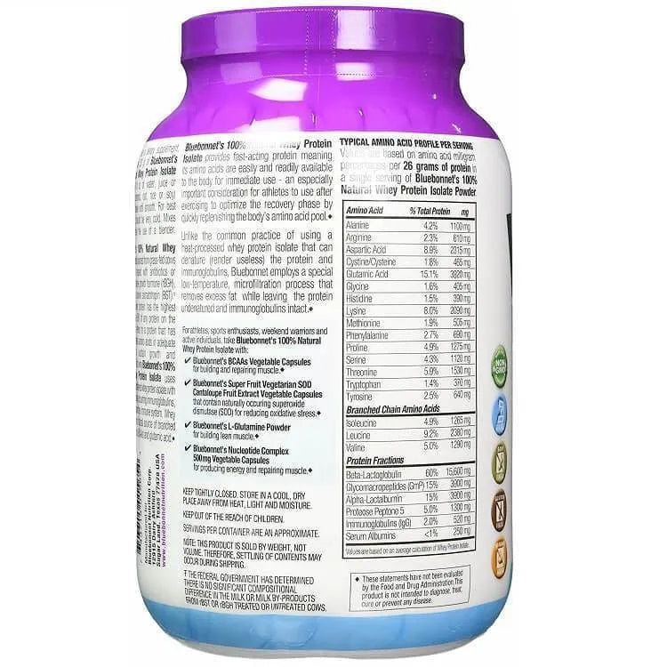 Bluebonnet Nutrition Whey Protein Isolate Natural French Vanilla (2 lbs) - Buy at New Green Nutrition