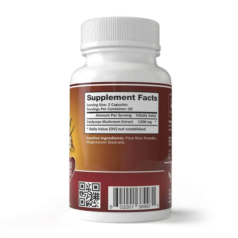Cordyceps Capsules Extra Strength 1200mg (100 Capsules) - Buy at New Green Nutrition