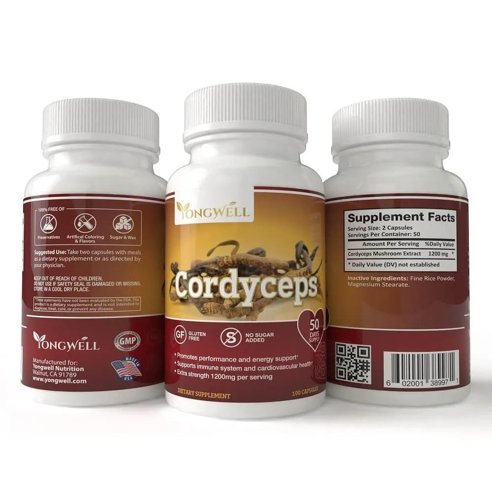 Cordyceps Capsules Extra Strength 1200mg (100 Capsules) - Buy at New Green Nutrition