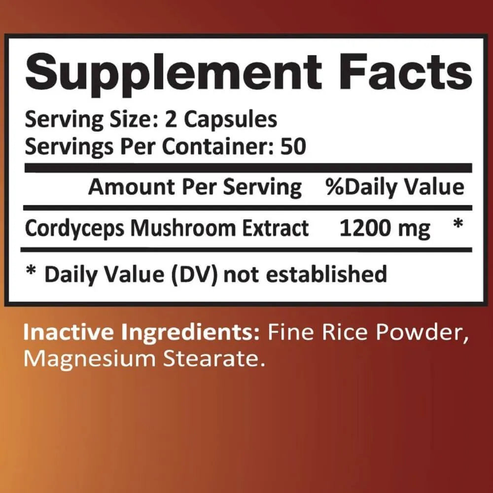 Cordyceps Capsules Extra Strength 1200mg (100 Capsules) - Buy at New Green Nutrition