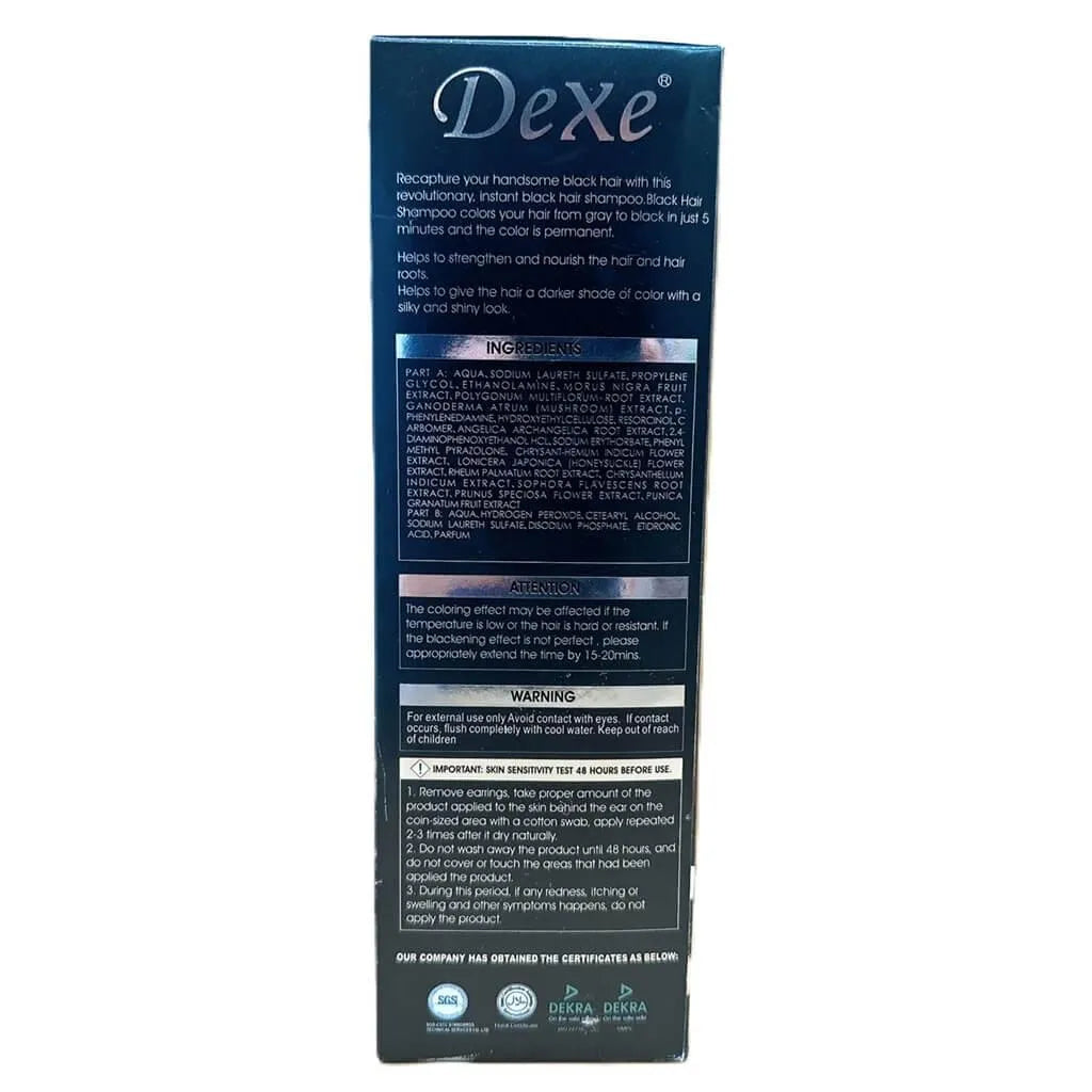 Dexe Black Hair Dye Shampoo, 3 in 1 Hair Color Shampoo Black Color (400 ML) - Buy at New Green Nutrition