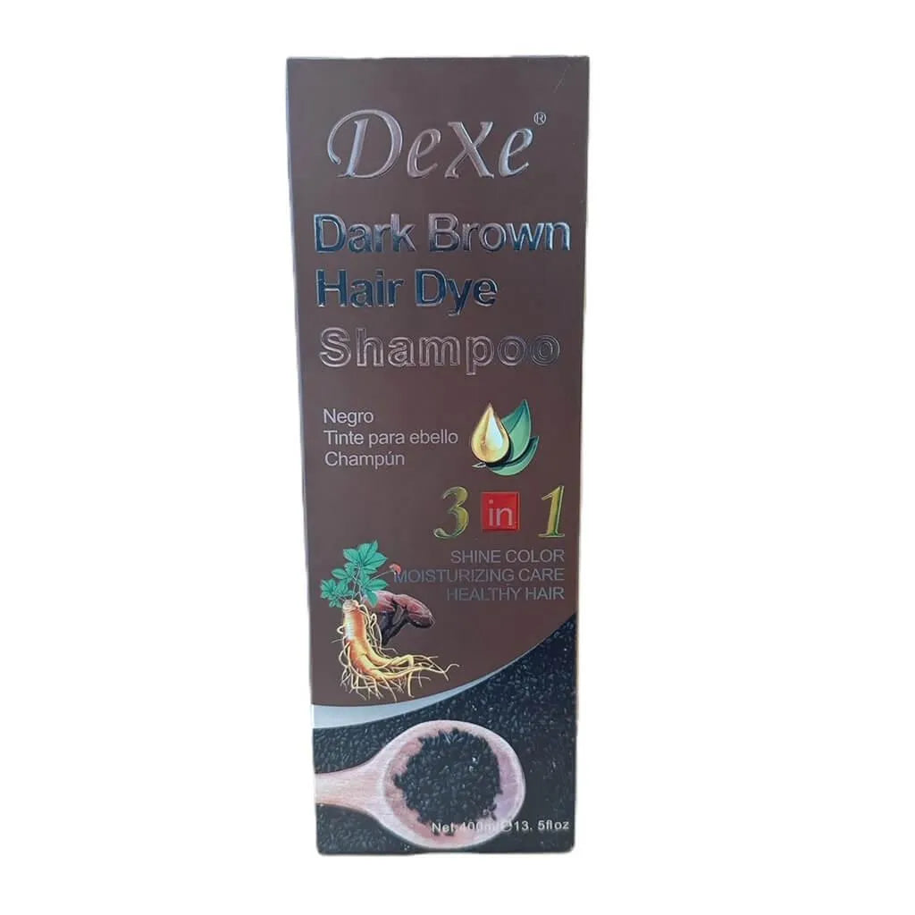 Dexe Black Hair Dye Shampoo, 3 in 1 Hair Color Shampoo Dark Brown Color (400 ML) - Buy at New Green Nutrition