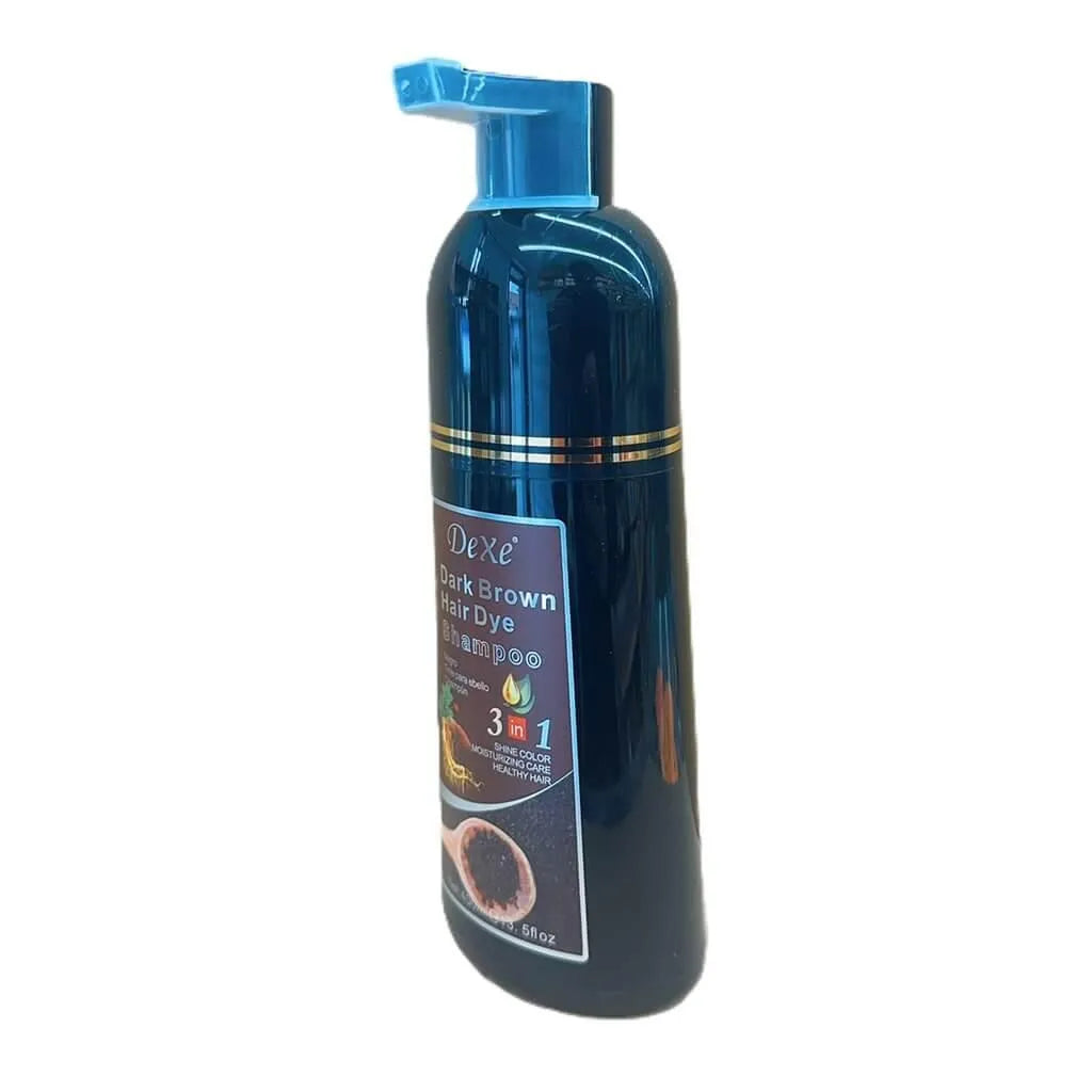 Dexe Black Hair Dye Shampoo, 3 in 1 Hair Color Shampoo Dark Brown Color (400 ML) - Buy at New Green Nutrition