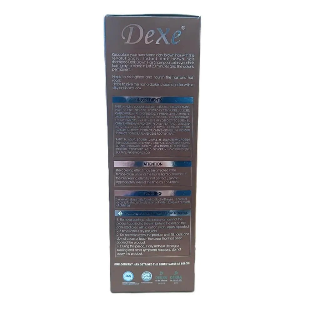 Dexe Black Hair Dye Shampoo, 3 in 1 Hair Color Shampoo Dark Brown Color (400 ML) - Buy at New Green Nutrition