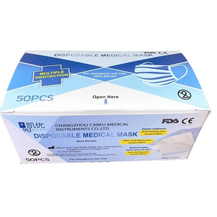 Disposable Medical Face Mask 3-Ply Earloop (50 Pieces) - Buy at New Green Nutrition