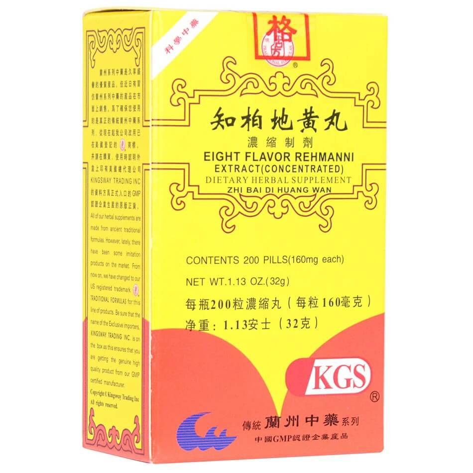 Eight Flavor Rehmanni Extract(Zhi Bai Di Huang Wan) 160mg (200 Pills) - Buy at New Green Nutrition