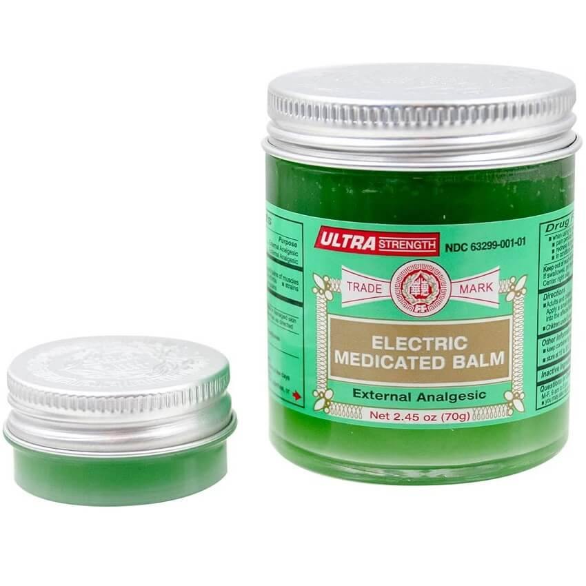 Electric Medicated Balm External Analgesic Jar (2.45 Oz) + Travel Size (0.35 Oz) - Buy at New Green Nutrition