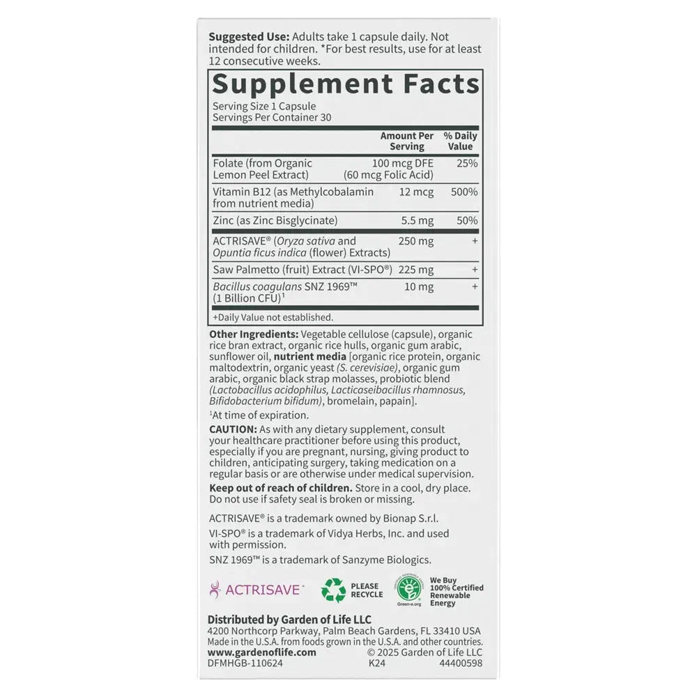 Garden of Life Dr.Formulated Hair Growth+ For Men (30 Vegetarian Capsules) - Buy at New Green Nutrition