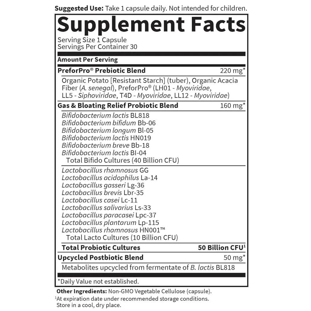 Garden of Life Dr. Formulated Probiotic Gas and Bloating 50 Billion CFU (30 Veggie Capsules) - Buy at New Green Nutrition