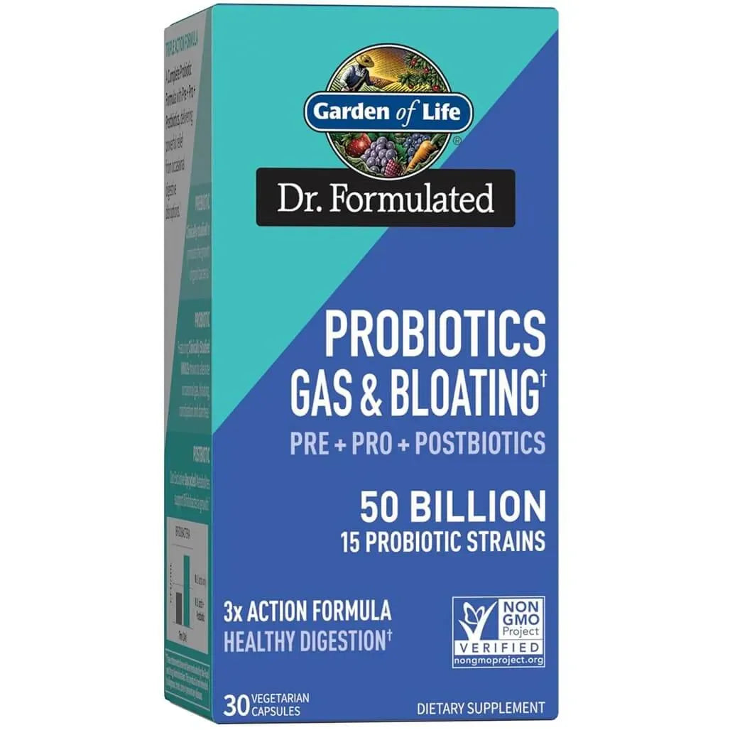 Garden of Life Dr. Formulated Probiotic Gas and Bloating 50 Billion CFU (30 Veggie Capsules) - Buy at New Green Nutrition