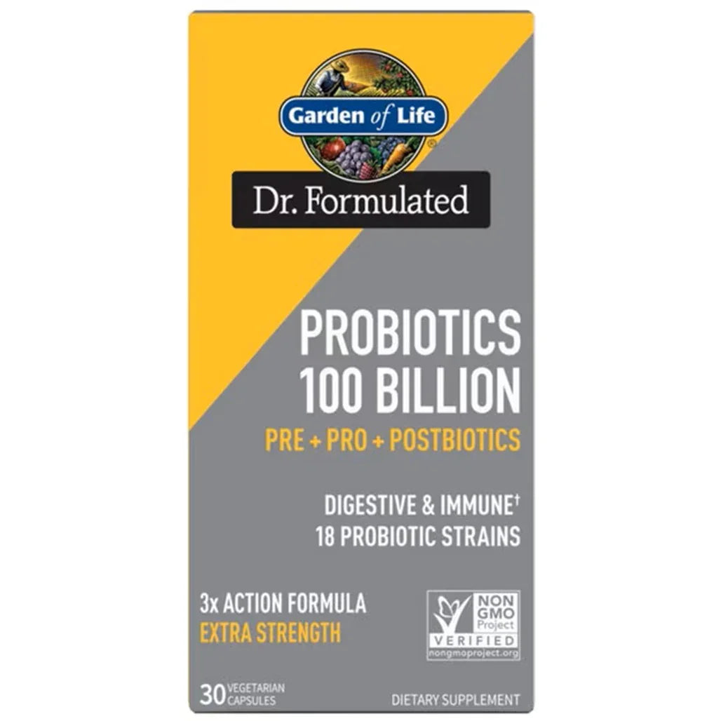 Garden of Life Dr. Formulated Probiotics 100 Billion Pre + Pro + Postbiotics (30 Vegetarian Capsules) - Buy at New Green Nutrition