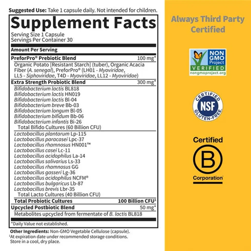 Garden of Life Dr. Formulated Probiotics 100 Billion Pre + Pro + Postbiotics (30 Vegetarian Capsules) - Buy at New Green Nutrition